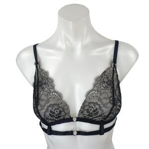 NEW Intimissimi Black Floral Lace Strappy Cami Camisole Lingerie Bra Top Sz 36B